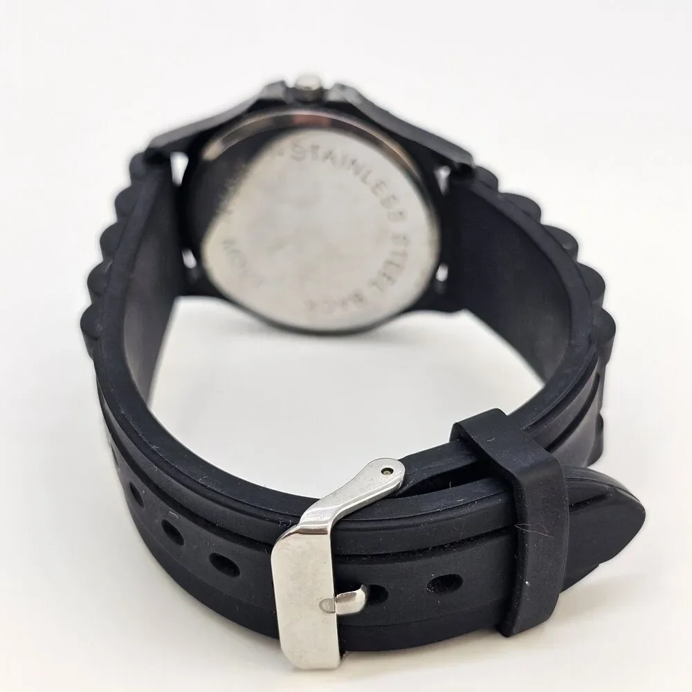 2X Women's Watch 38MM Black White Dial Black White‎ Plastic Bands New Battery